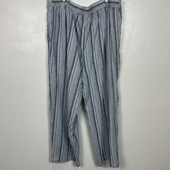 Chico’s Striped Linen Blend Textured Straight Leg Crop Pants Size XL - Picture 3 of 10
